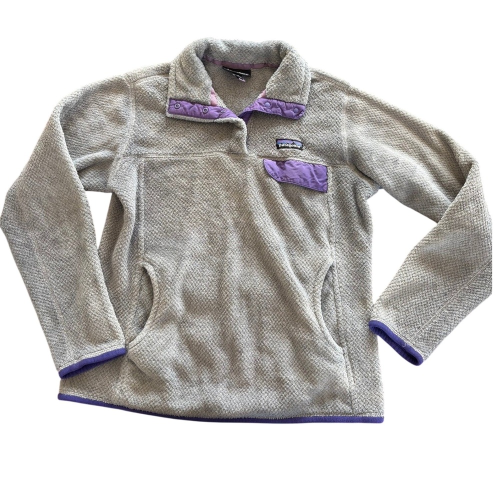 Patagonia Womens Re-Tool Snap-T Fleece Pullover Grey Purple M 224140